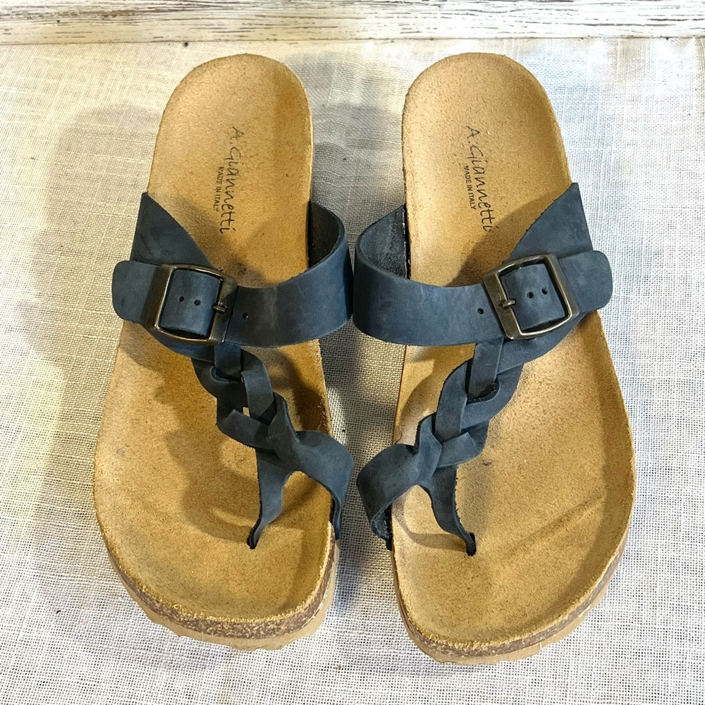 A. Giannetti thong sandal wedge size 9